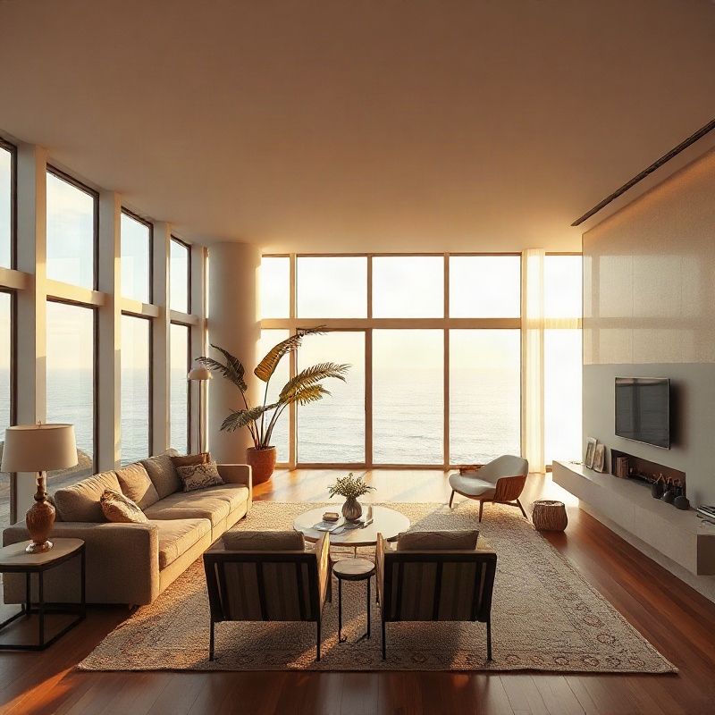 Interior de apartamento de alto padrão em Florianópolis com vista para o mar